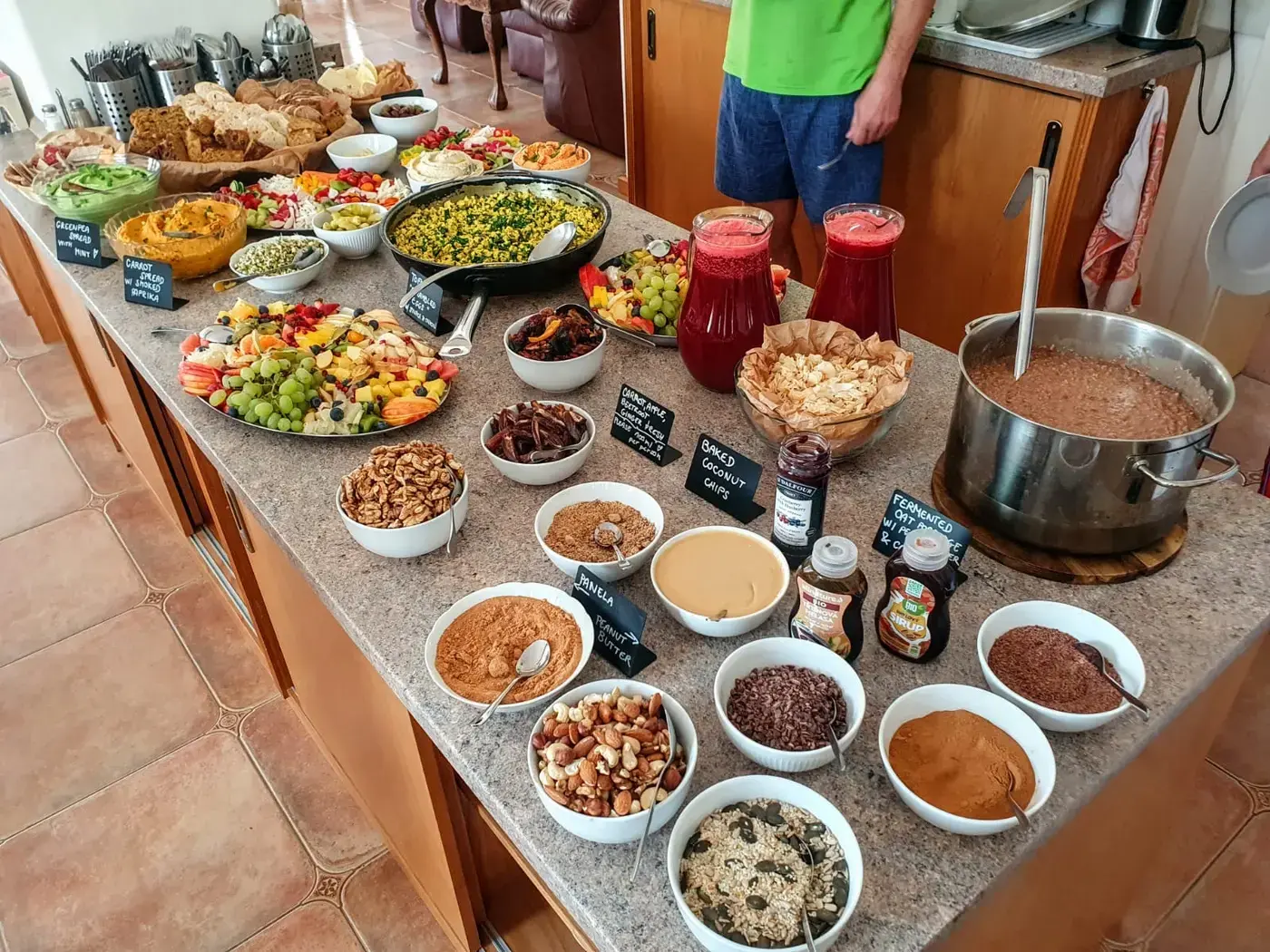 Colourful plant-based breakfast buffet at Živá Voda