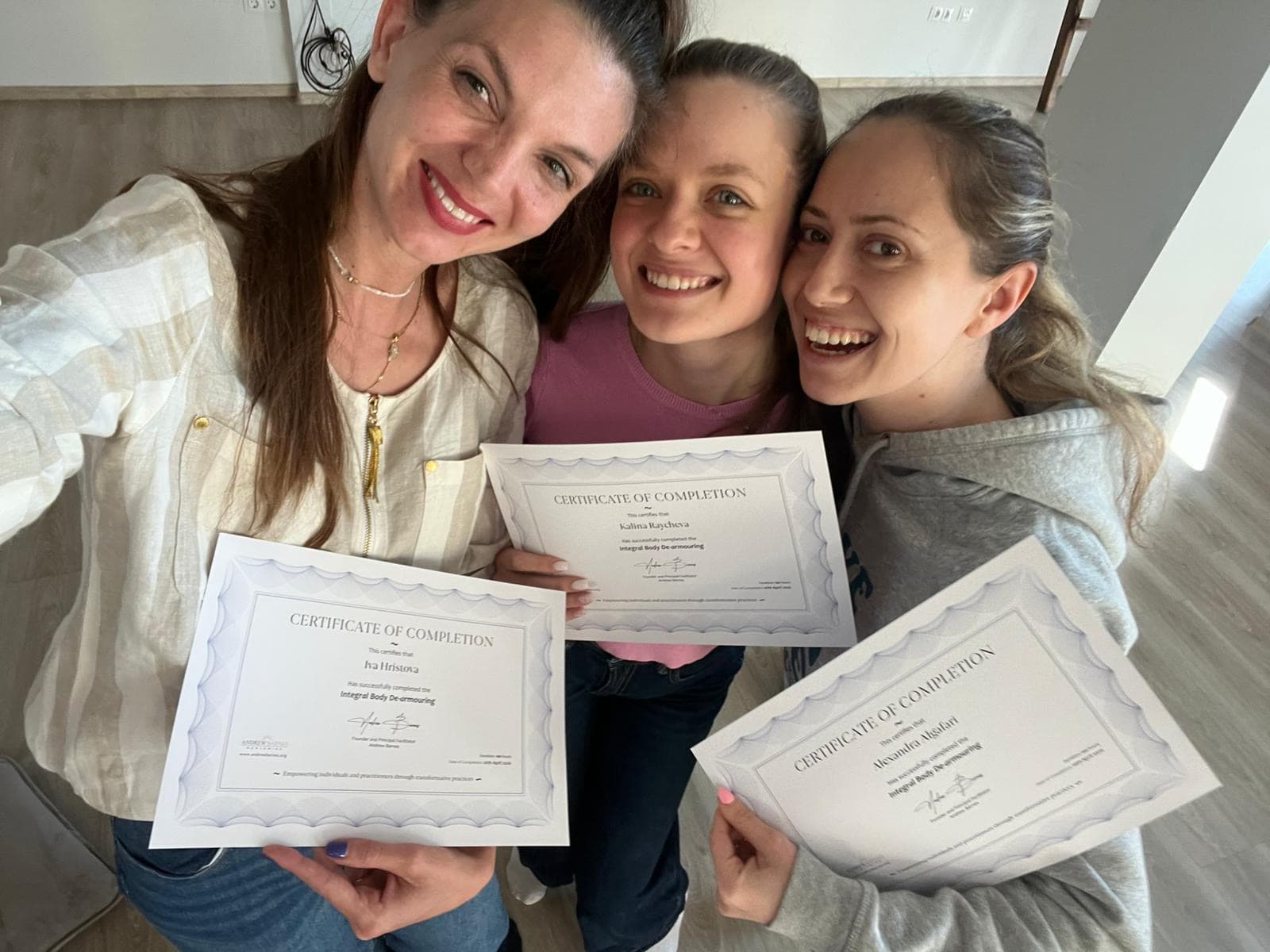 Tantric Body De-armouring students with their certificates